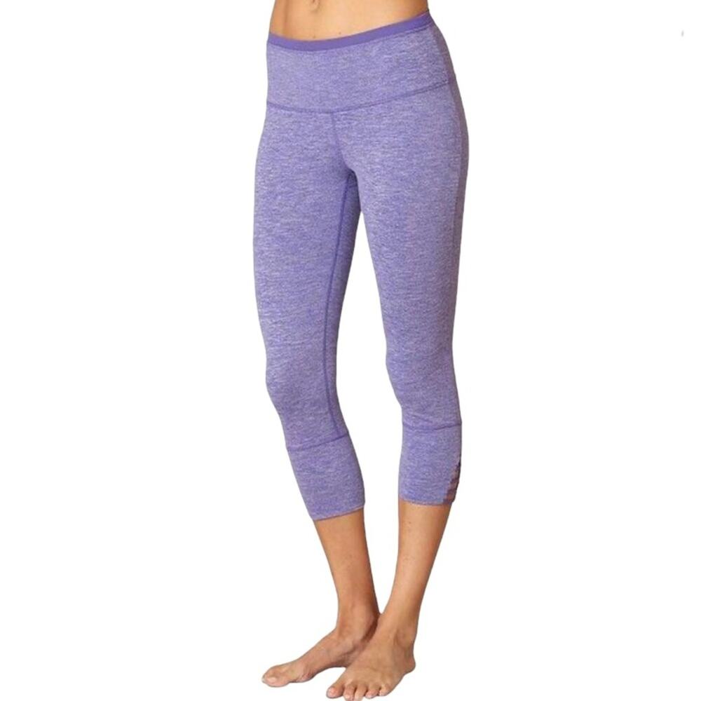 Prana Tori Purple Cut Out Active Yoga Capri Leggings Size Small